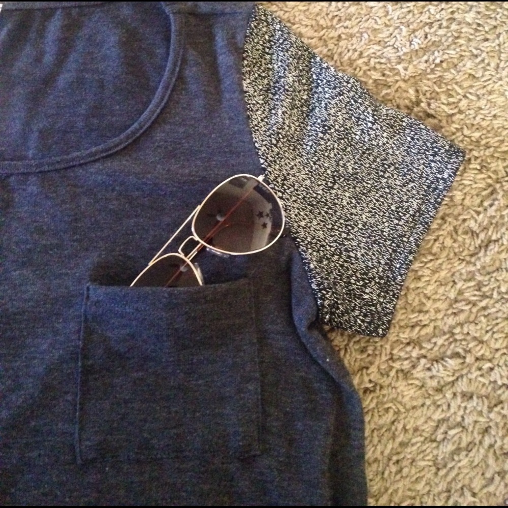 New Vanilla Bay Tee Glitter Sleeve